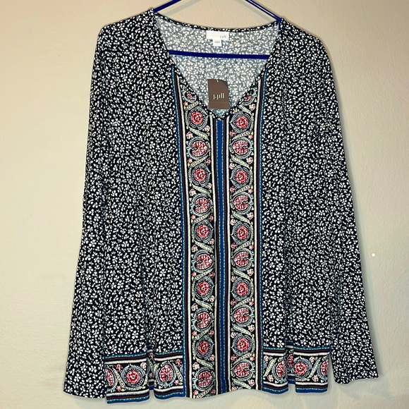 J. Jill Baroque Border V-Neck Tunic (Size L) NWT - Picture 2 of 7